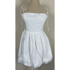 Showpo Kimberly Bubble Hem White Square Neck Mini Dress
